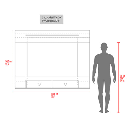 Panel de TV Montana Milan y Tivoli 141x30cm Para TV Hasta 75 Pulgadas Flotante - MUEBLES DE TV | Bylmo