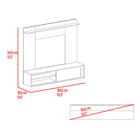 Panel de TV Bigaf Milan y Wengue 145.6x38cm Para TV Hasta 60 Pulgadas Flotante - MUEBLES DE TV | Bylmo