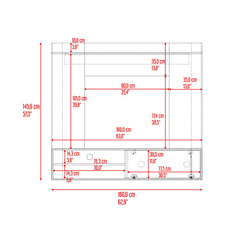 Panel de TV Bigaf Milan y Wengue 145.6x38cm Para TV Hasta 60 Pulgadas Flotante - MUEBLES DE TV | Bylmo