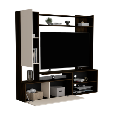 Rack de TV Nolic Capri y Nogal 167x35cm Para TV Hasta 60 Pulgadas - MUEBLES DE TV | Bylmo