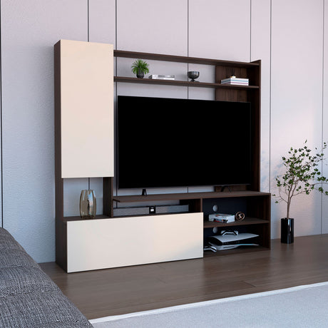 Rack de TV Nolic Capri y Nogal 167x35cm Para TV Hasta 60 Pulgadas - MUEBLES DE TV | Bylmo