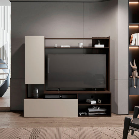 Rack de TV Nolic Capri y Nogal 167x35cm Para TV Hasta 60 Pulgadas - MUEBLES DE TV | Bylmo