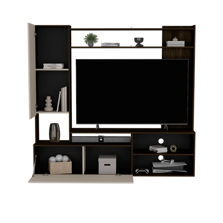 Rack de TV Nolic Capri y Nogal 167x35cm Para TV Hasta 60 Pulgadas - MUEBLES DE TV | Bylmo