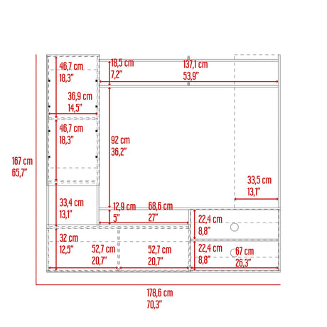 Rack de TV Nolic Capri y Nogal 167x35cm Para TV Hasta 60 Pulgadas - MUEBLES DE TV | Bylmo