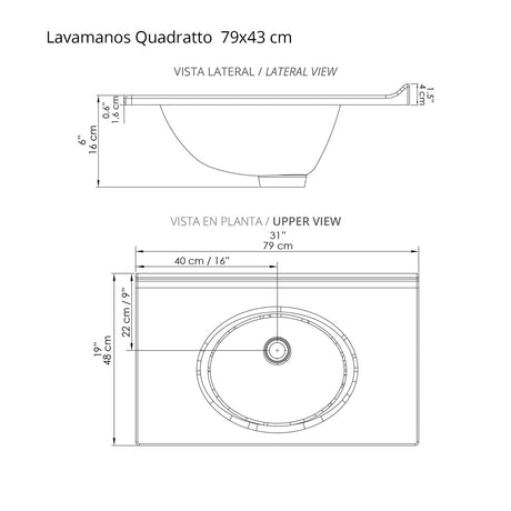Mueble para Lavamanos Individual Essential Gracia 79x48cm con Lavamanos Quadratto y Dos Puertas - MUEBLES PARA LAVAMANOS | Bylmo
