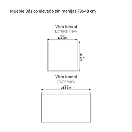 Mueble para Lavamanos Individual Essential Gracia 79x48cm con Lavamanos Quadratto y Dos Puertas - MUEBLES PARA LAVAMANOS | Bylmo