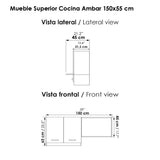 Mueble Superior de Cocina Ambar Soder 150x60cm con Espacio para Extractor y para Microondas Derecha - MUEBLES SUPERIORES DE COCINA | Bylmo