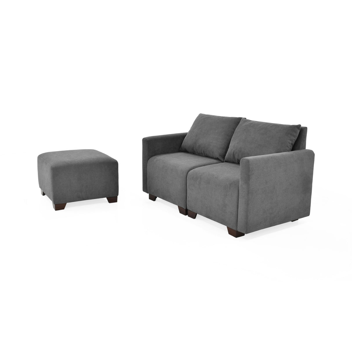 Sala Modular Alcala Gris 70x80cm de Tres Puestos con Apoya Brazos y Puff - SOFAS Y POLTRONAS | Bylmo