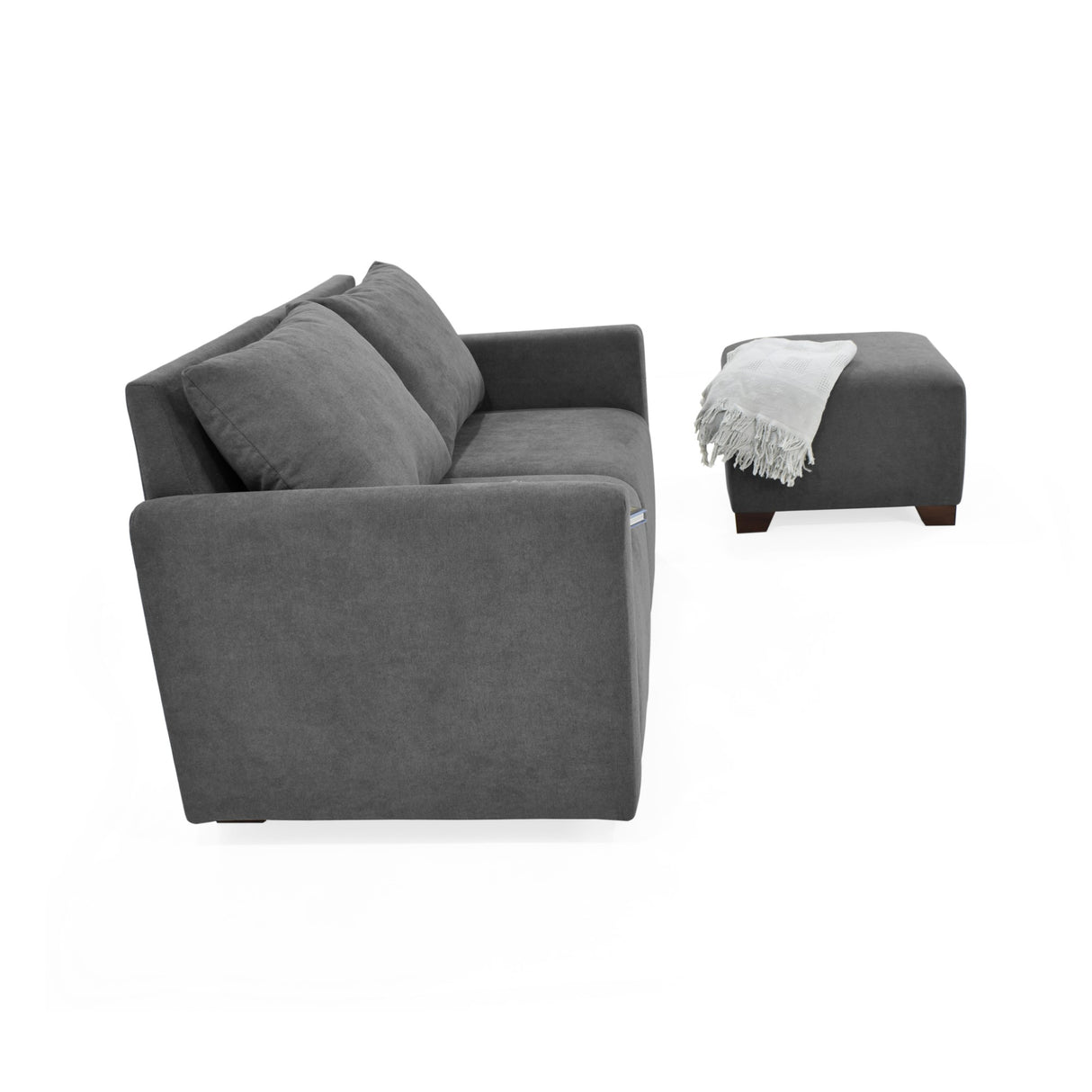 Sala Modular Alcala Gris 70x80cm de Tres Puestos con Apoya Brazos y Puff - SOFAS Y POLTRONAS | Bylmo