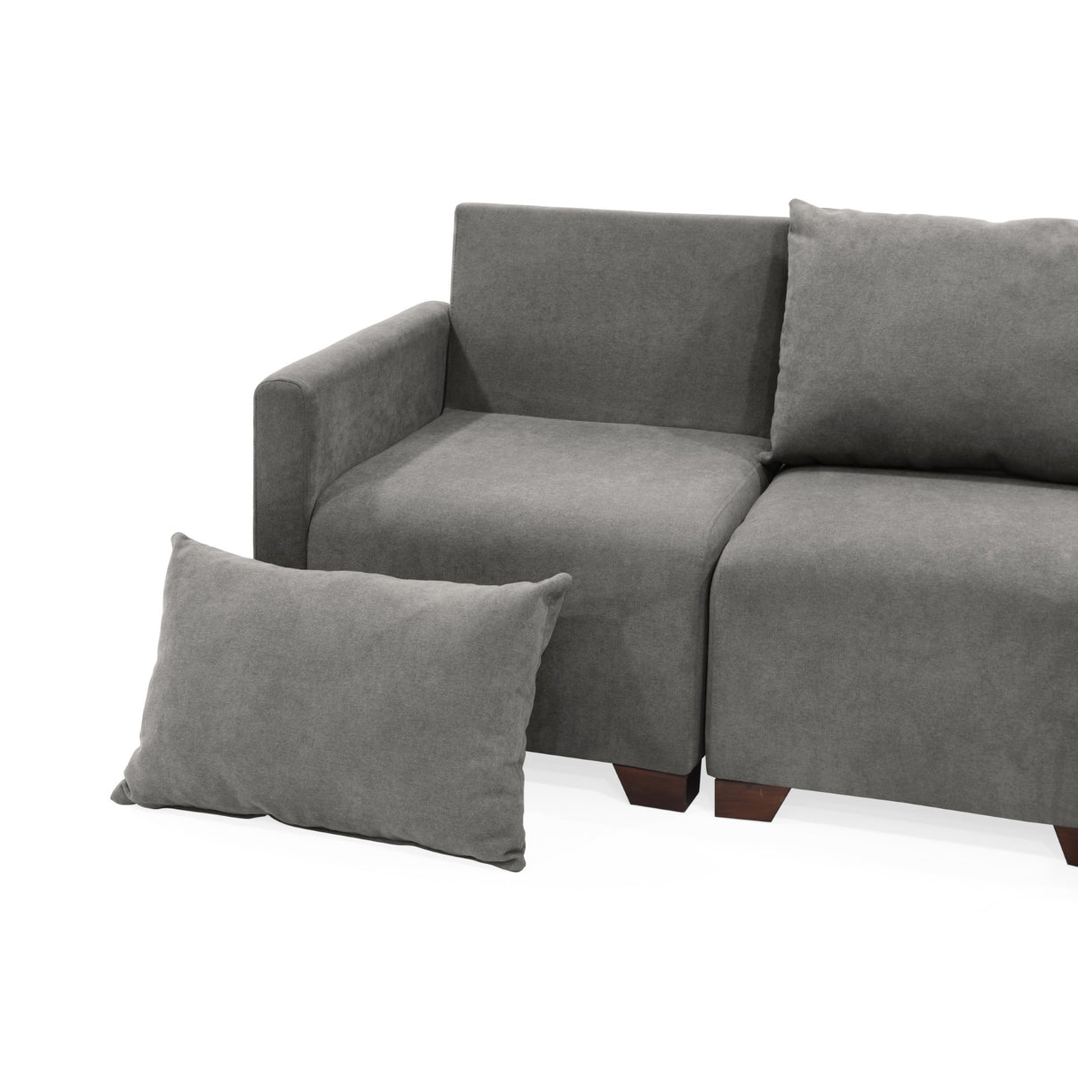 Sala Modular Alcala Gris 70x80cm de Tres Puestos con Apoya Brazos y Puff - SOFAS Y POLTRONAS | Bylmo