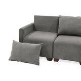 Sala Modular Alcala Gris 70x80cm de Tres Puestos con Apoya Brazos y Puff - SOFAS Y POLTRONAS | Bylmo