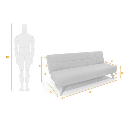 Sofá Cama Nebraska Plata 180x78cm de Tres Puestos Reclinable - SOFAS Y POLTRONAS | Bylmo