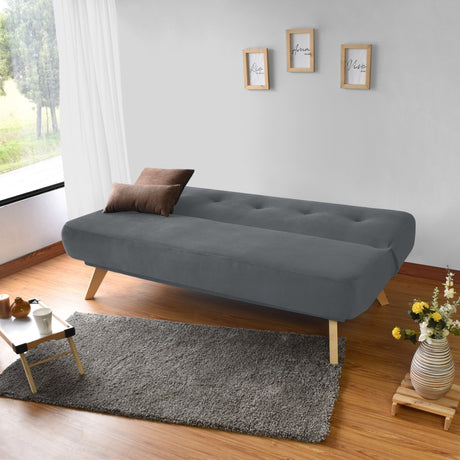 Sofá Cama Charlotte Gris 182x85cm de Tres Puestos Reclinable - SOFAS Y POLTRONAS | Bylmo