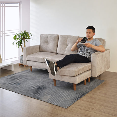 Sofá en L Beira Beige 190x85cm de Tres Puestos con Apoya Brazos - SOFAS Y POLTRONAS | Bylmo