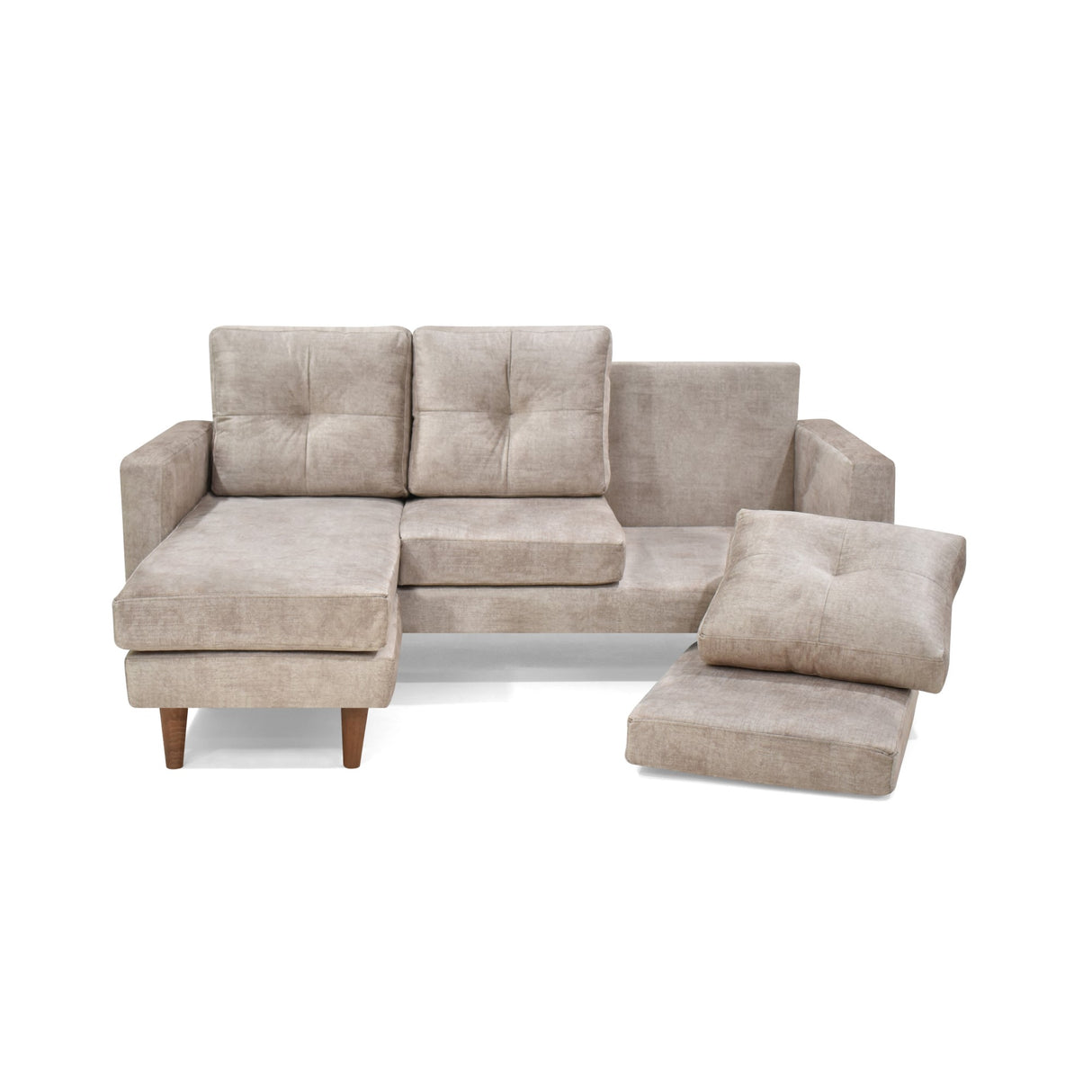 Sofá en L Beira Beige 190x85cm de Tres Puestos con Apoya Brazos - SOFAS Y POLTRONAS | Bylmo