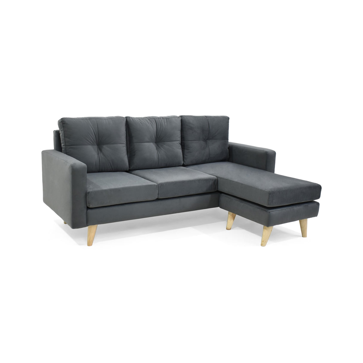 Sofá en L Beira Gris 190x85cm de Cuatro Puestos con Apoya Brazos - SOFAS Y POLTRONAS | Bylmo