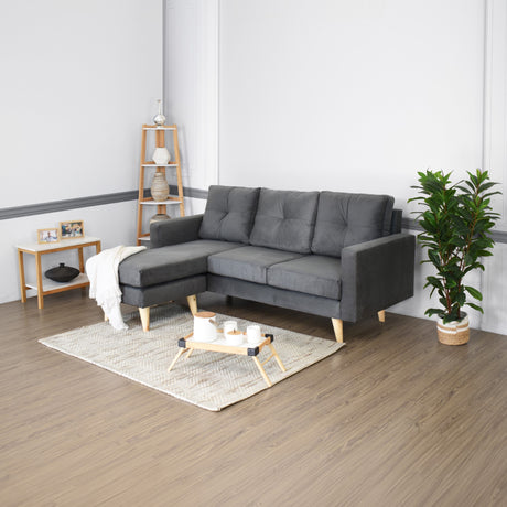 Sofá en L Beira Gris 190x85cm de Cuatro Puestos con Apoya Brazos - SOFAS Y POLTRONAS | Bylmo