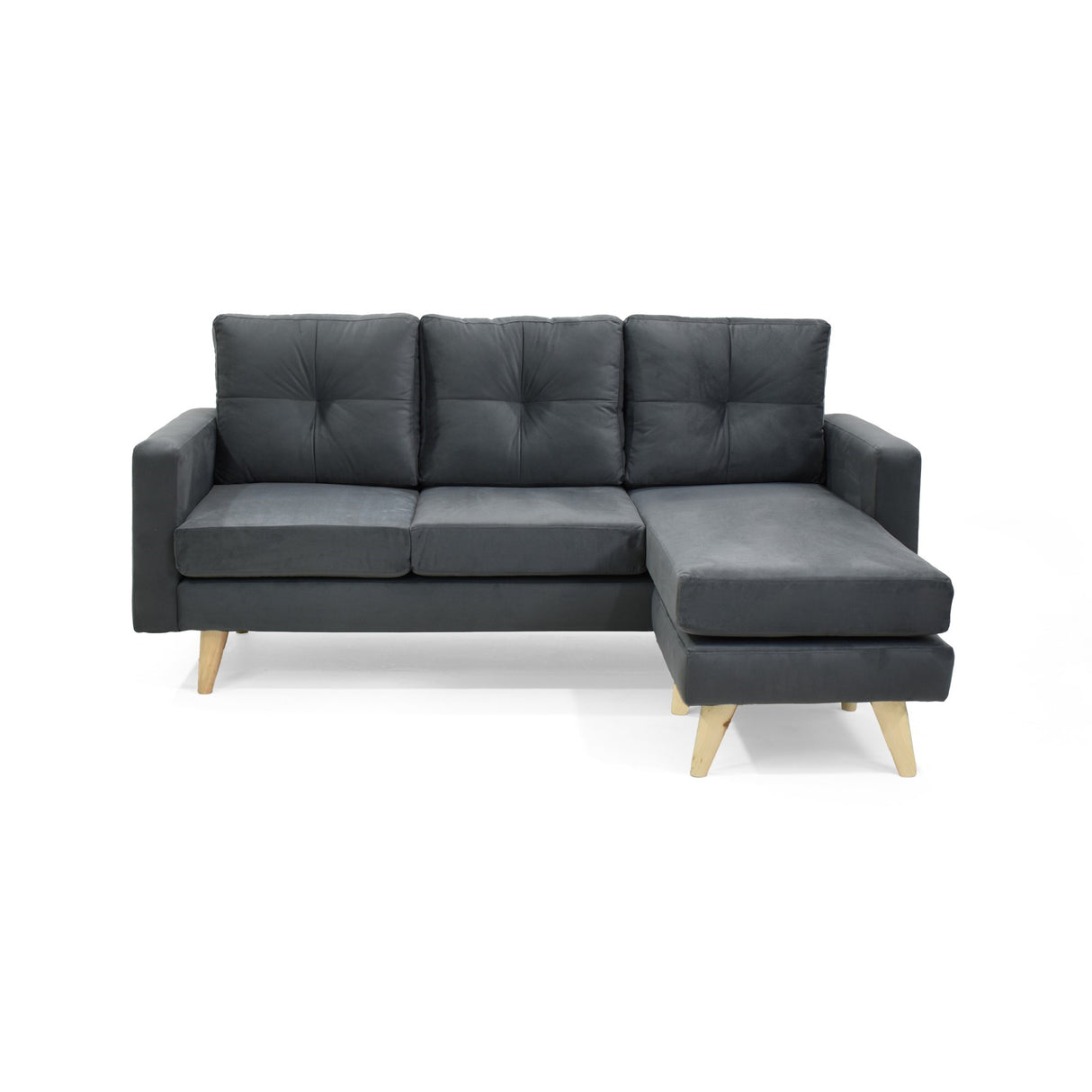 Sofá en L Beira Gris 190x85cm de Cuatro Puestos con Apoya Brazos - SOFAS Y POLTRONAS | Bylmo