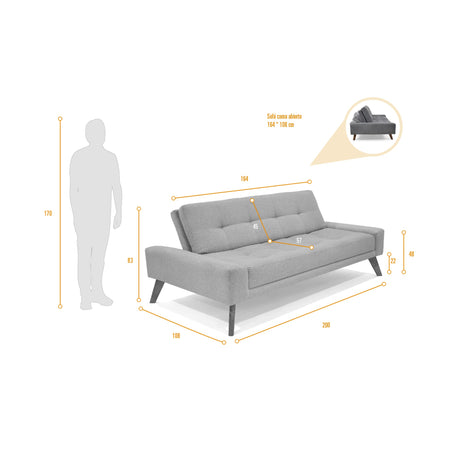 Sofá Cama Nazar Petróleo 200x83cm de Tres Puestos Reclinable - SOFAS Y POLTRONAS | Bylmo