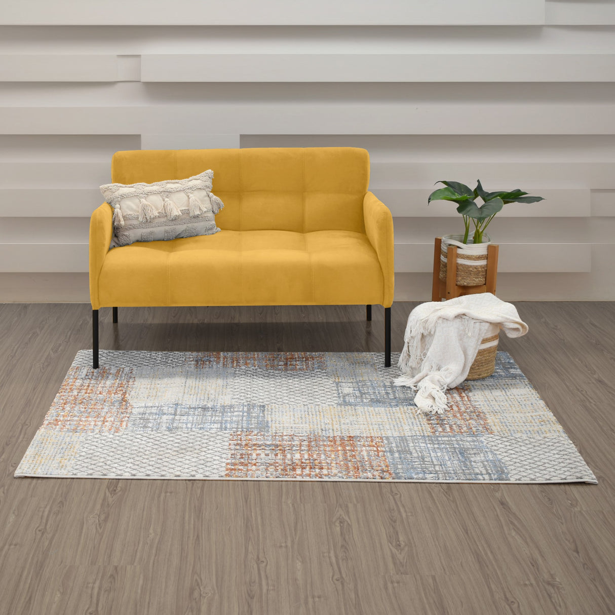 Sofá Marie Mostaza 116x76cm de Dos Puestos con Apoya Brazos Resistente a Rasguños - SOFAS Y POLTRONAS | Bylmo