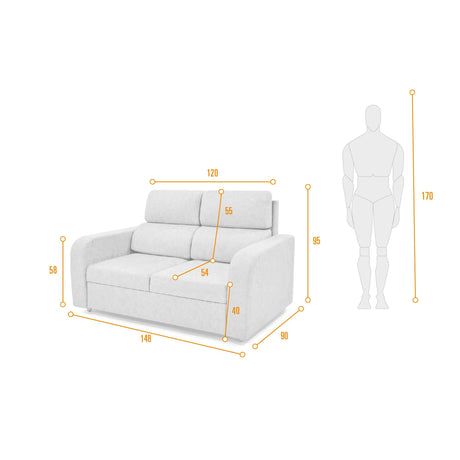Sofá Bary Gris 148x95cm de Dos Puestos con Apoya Brazos - SOFAS Y POLTRONAS | Bylmo