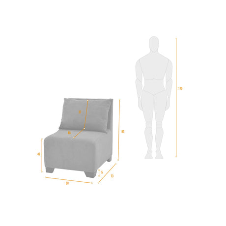 Poltrona Modular Alcala Plata 60x80cm de Un Puesto - SOFAS Y POLTRONAS | Bylmo