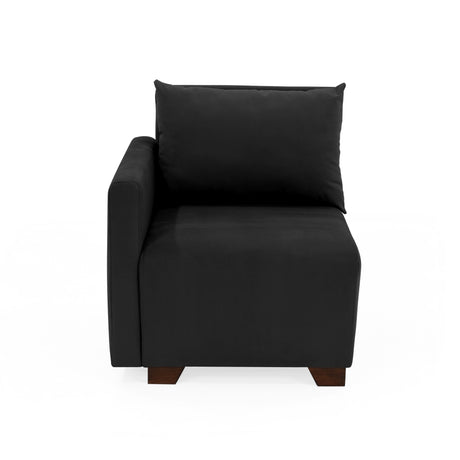 Poltrona Modular Alcala Negro 70x80cm de Un Puesto con Apoya Brazos Derecho y Resistente a Rasguños - SOFAS Y POLTRONAS | Bylmo