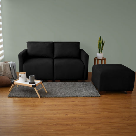 Poltrona Modular Alcala Negro 70x80cm de Un Puesto con Apoya Brazos Derecho y Resistente a Rasguños - SOFAS Y POLTRONAS | Bylmo