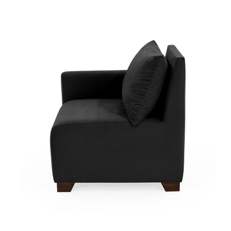 Poltrona Modular Alcala Negro 70x80cm de Un Puesto con Apoya Brazos Derecho y Resistente a Rasguños - SOFAS Y POLTRONAS | Bylmo