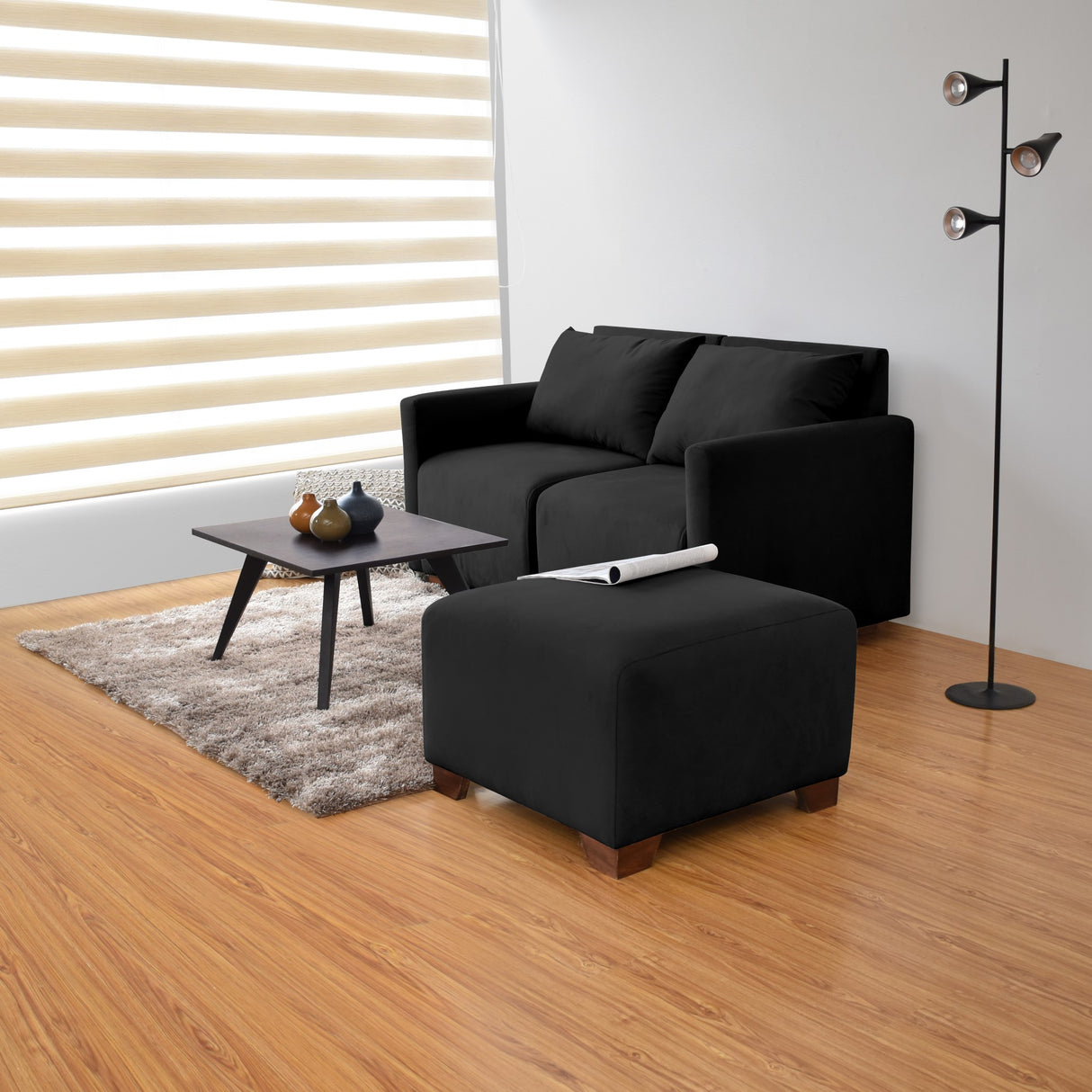 Poltrona Modular Alcala Negro 70x80cm de Un Puesto con Apoya Brazos Izquierdo y Resistente a Rasguños - SOFAS Y POLTRONAS | Bylmo