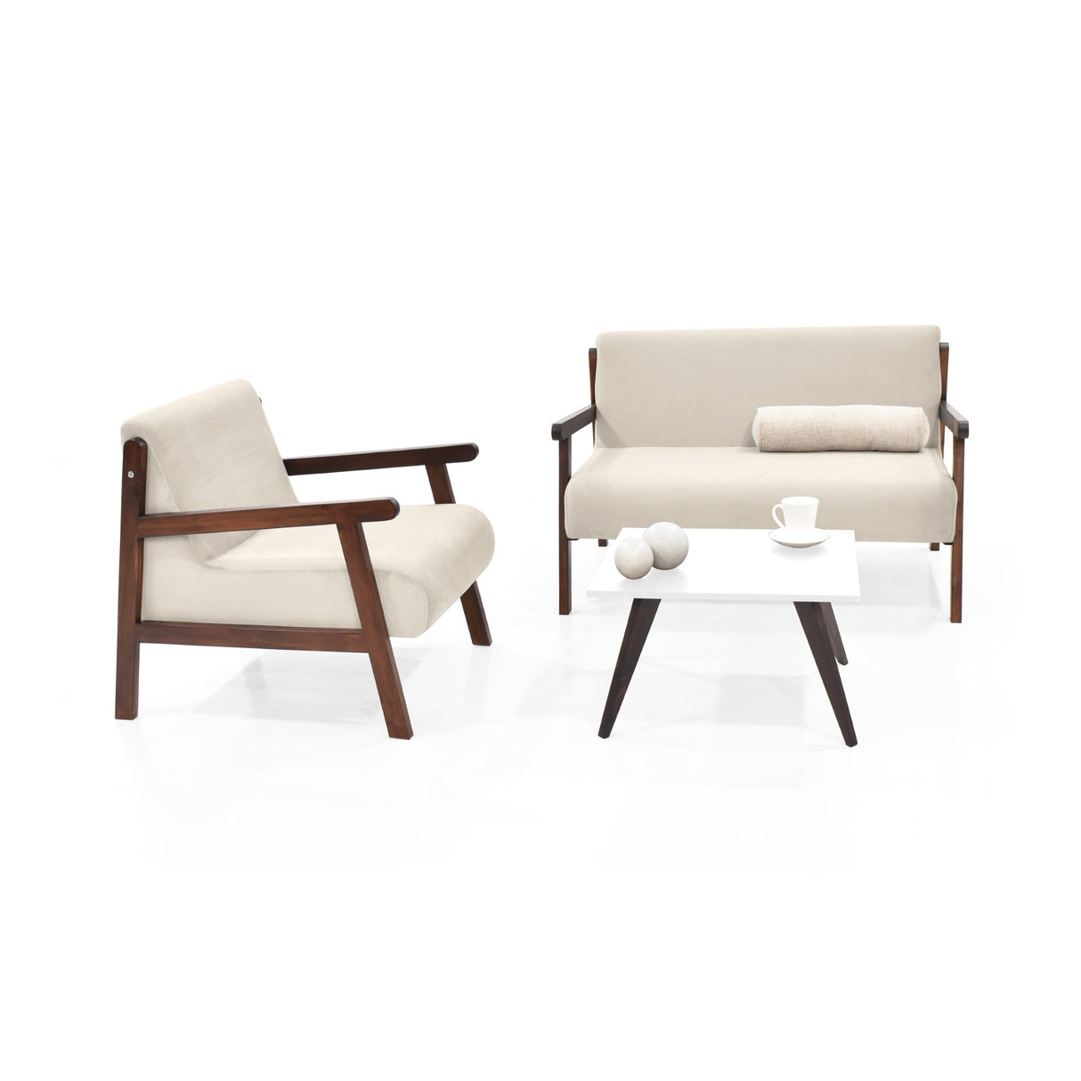 Sala Segovia Taupe y Wengue 116x76cm de Tres Puestos Resistente a Rasguños con Apoya Brazos y Mesa de Centro - SOFAS Y POLTRONAS | Bylmo