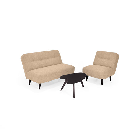 Sala Baltimore Beige y Wengue 122x81cm de Tres Puestos con Mesa de Centro - SOFAS Y POLTRONAS | Bylmo