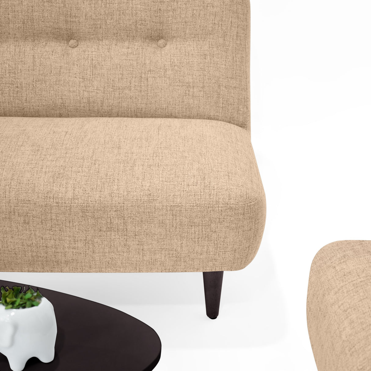 Sala Baltimore Beige y Wengue 122x81cm de Tres Puestos con Mesa de Centro - SOFAS Y POLTRONAS | Bylmo