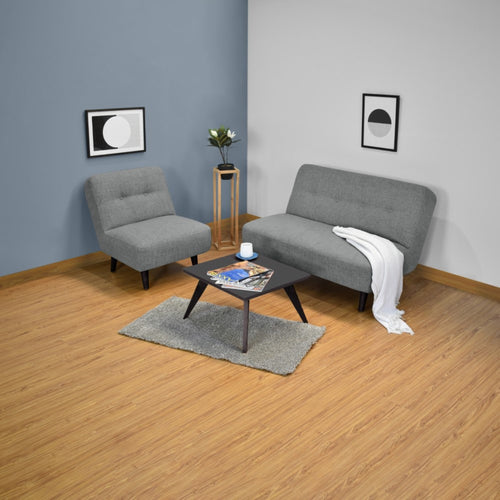 Sala Baltimore Gris 122x81cm De Tres Puestos Con Mesa De Centro