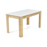Comedor Rectangular Fraga Blanco y Matiz Natural 138x77cm De Seis Puestos sin Sillas - COMEDORES | Bylmo