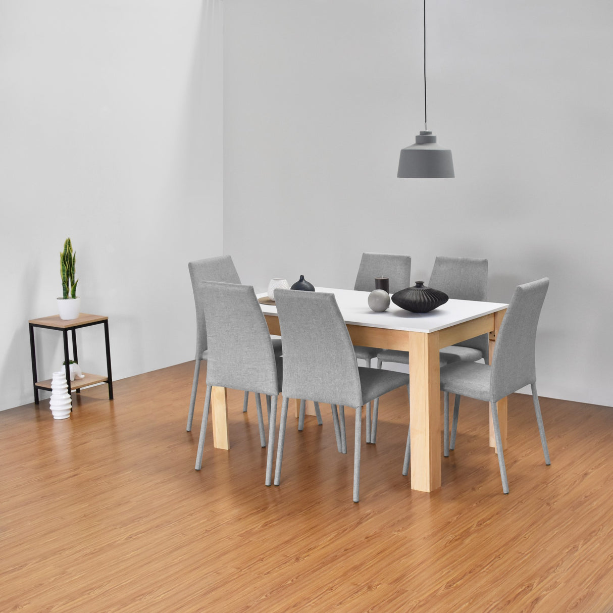 Comedor Rectangular Fraga Blanco y Matiz Natural 138x77cm De Seis Puestos sin Sillas - COMEDORES | Bylmo