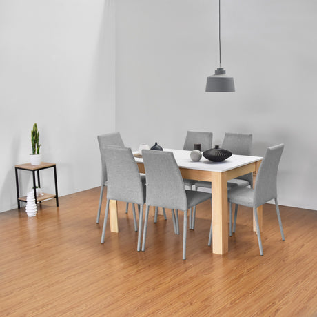 Comedor Rectangular Fraga Blanco y Matiz Natural 138x77cm De Seis Puestos sin Sillas - COMEDORES | Bylmo