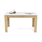 Comedor Rectangular Fraga Blanco y Matiz Natural 138x77cm De Seis Puestos sin Sillas - COMEDORES | Bylmo