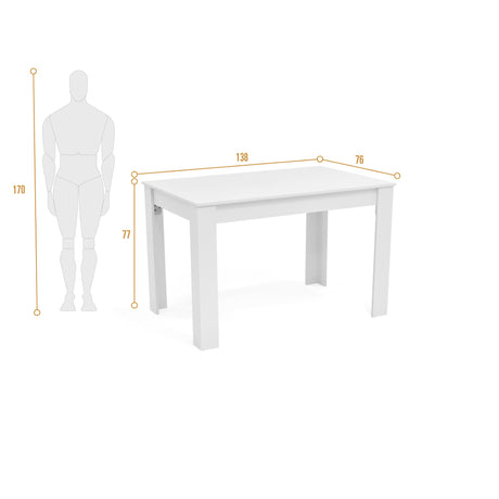 Comedor Rectangular Fraga Blanco y Matiz Natural 138x77cm De Seis Puestos sin Sillas - COMEDORES | Bylmo