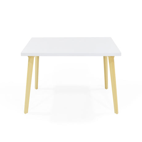 Comedor Rectangular Ginebra Blanco y Matiz Natural 110x76cm De Cuatro Puestos sin Sillas - COMEDORES | Bylmo