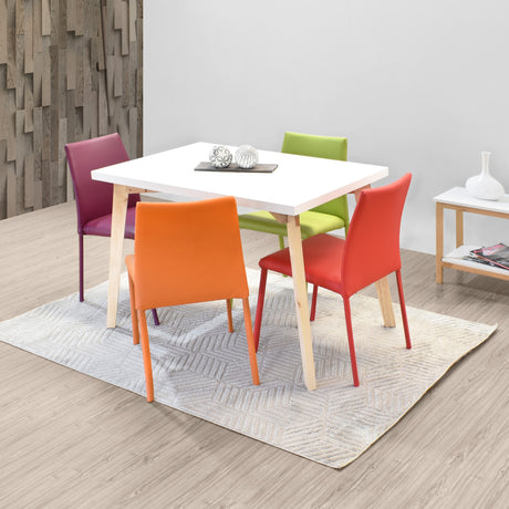 Comedor Rectangular Ginebra Blanco y Matiz Natural 110x76cm De Cuatro Puestos sin Sillas - COMEDORES | Bylmo