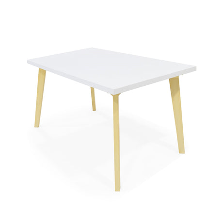 Comedor Rectangular Ginebra Blanco y Matiz Natural 110x76cm De Cuatro Puestos sin Sillas - COMEDORES | Bylmo