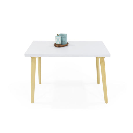 Comedor Rectangular Ginebra Blanco y Matiz Natural 110x76cm De Cuatro Puestos sin Sillas - COMEDORES | Bylmo