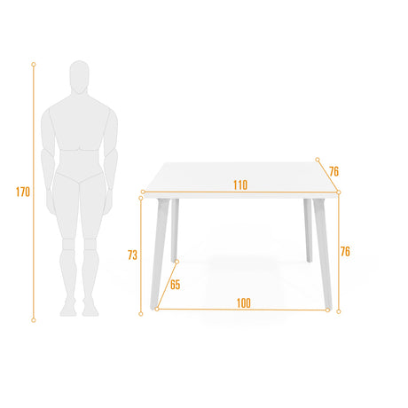 Comedor Rectangular Ginebra Blanco y Matiz Natural 110x76cm De Cuatro Puestos sin Sillas - COMEDORES | Bylmo