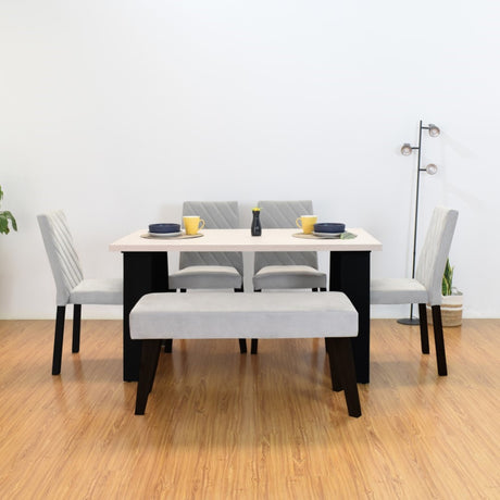 Comedor Rectangular Soho Bali y Matiz Negro 138x74cm De Seis Puestos sin Sillas - COMEDORES | Bylmo