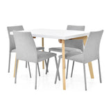 Combo Comedor Rectangular Ginebra Plata y Matiz Natural 110x76cm De Cuatro Puestos con Cuatro Sillas - COMEDORES | Bylmo