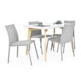 Combo Comedor Rectangular Ginebra Plata y Matiz Natural 110x76cm De Cuatro Puestos con Cuatro Sillas - COMEDORES | Bylmo