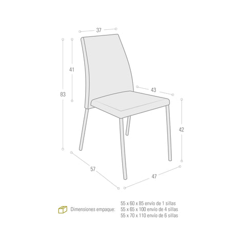 Silla de Comedor Yaren Plata 47x83cm con Espaldar y con Asiento Cuadradro - SILLAS Y BUTACOS | Bylmo