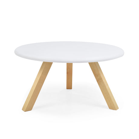 Mesa de Centro Charlotte Blanco y Matiz Natural 60x30cm Ovalado con Patas - MESAS DE CENTRO | Bylmo