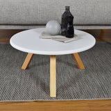 Mesa de Centro Charlotte Blanco y Matiz Natural 60x30cm Ovalado con Patas - MESAS DE CENTRO | Bylmo